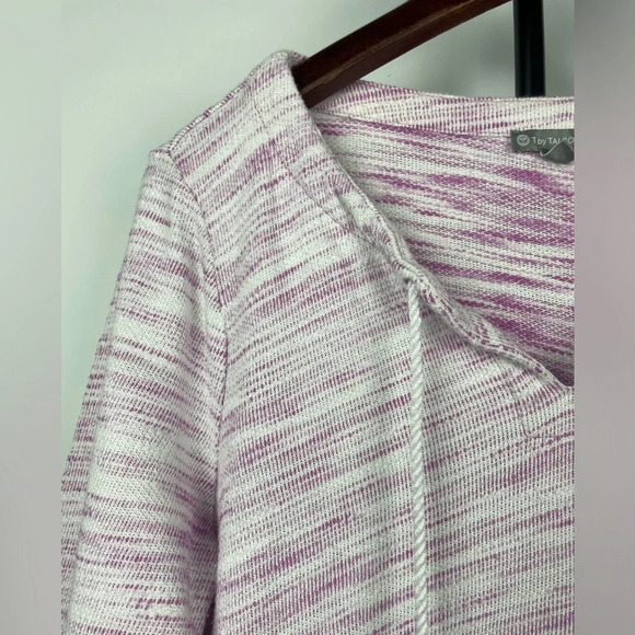 T by Talbots Purple White Textured Cotton Pullover 3/4 Sleeve Summer Sweater - Picture 5 of 6